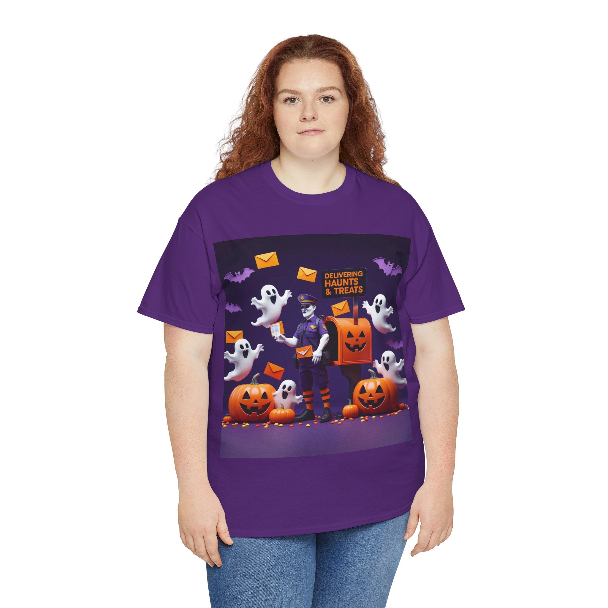 Spooky Ghosts Unisex Heavy Cotton Tee, Halloween Shirt, Graphic Tee,