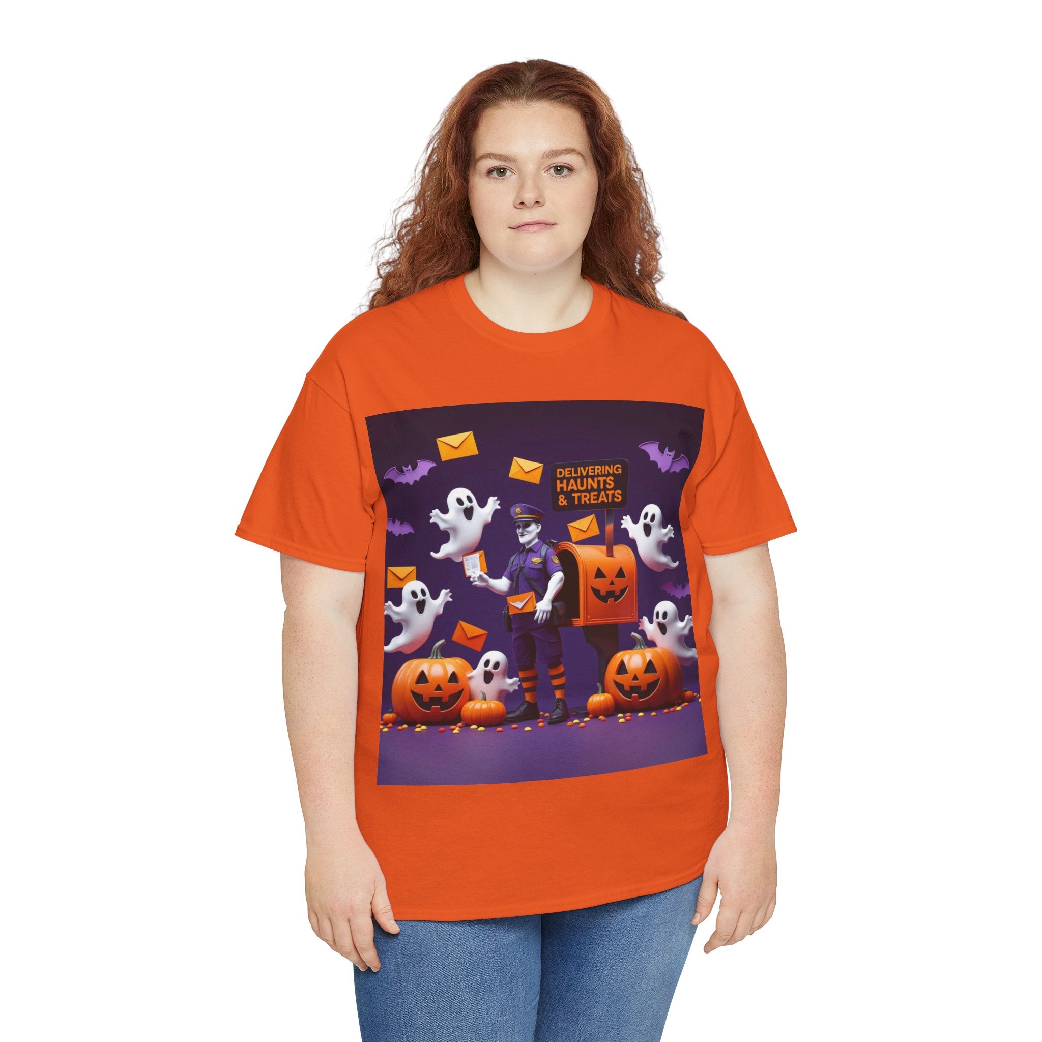 Spooky Ghosts Unisex Heavy Cotton Tee, Halloween Shirt, Graphic Tee,