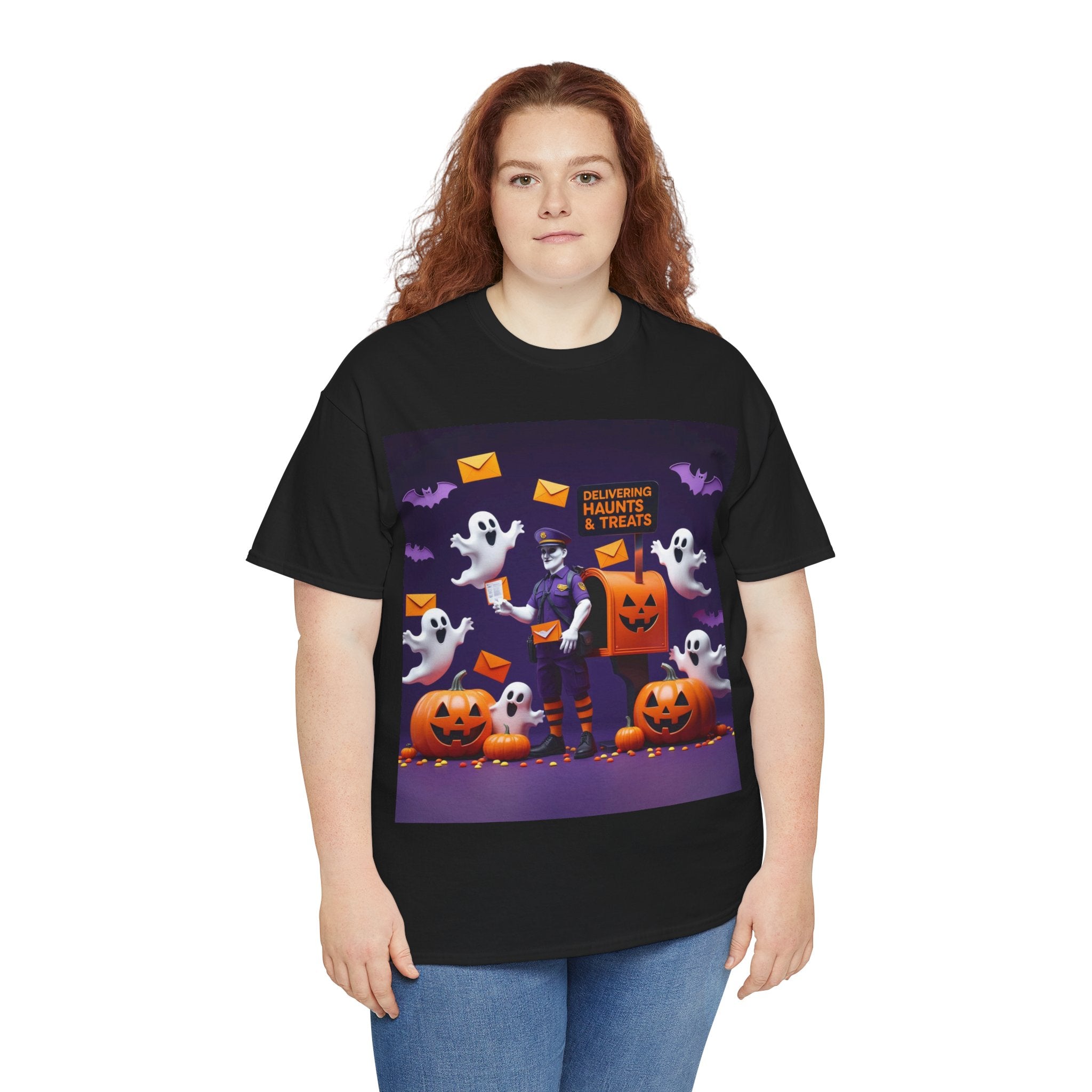 Spooky Ghosts Unisex Heavy Cotton Tee, Halloween Shirt, Graphic Tee,